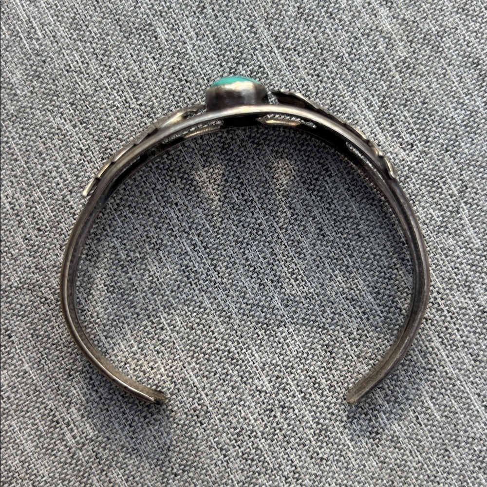 Silver Turquoise Leaf Cuff Bracelet - image 3